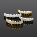 18k White Yellow Gold Crushed Ice Hip Hop Mouth Teeth Grillz