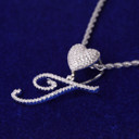 Ladies Bling Fashion Heart Custom Cursive Letter Initial Bling Necklaces 