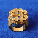 Money and the Power Flooded Ice Baguette Cash Money Dollar Sign Hip Hop Rings