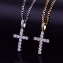 3mm Tennis Chain Flooded Ice 5A Stone Cross Pendant Chain Necklace