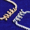 Ladies Custom Name Tennis Chain 24k Yellow 14k White Gold Personalized Necklace