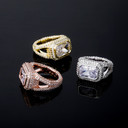 Ladies Bling 14k Gold 925 Silver Center Stone Micro Pave Bling Rings