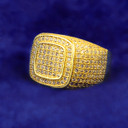 24k Yellow 14k White Gold Flooded Ice Double Square Hip Hop Rings