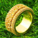 Mens Iced Rotating Thick Pharaoh Cut Micro Pave Blinged Out Hip Hop Rings