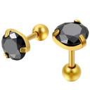 Mens Vintage Stainless Steel 7mm CZ Black Royal Kings Crown Bling Bling Earrings