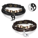 Couples Mens / Women Ying Yang Leather Love Adjustable High Fashion Bracelets