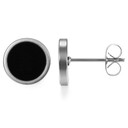6mm - 12mm Stainless Steel Black Hole Oil Drip Round Shaped Butterfly Clasp Earrings