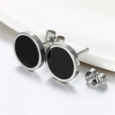 6mm - 12mm Stainless Steel Black Hole Oil Drip Round Shaped Butterfly Clasp Earrings
