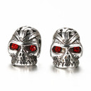 Red Eye Stainless Steel Skull Head Punk Fashion Bling Earrings