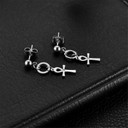 Dangle Ankh Cross Ancient African Black Silver 14k Gold over Stainless Steel Unisex Earrings