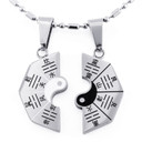 Yin Yang Bagua 2 Piece Silver Gold over Stainless Steel High Fashion Pendants