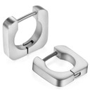 Simple Square Unisex Gold Silver Black over Stainless Steel Huggie Style Hoop Earrings