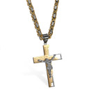 The Lords Prayer Luxury Black Silver Gold over Stainless Steel Jesus Crucifix Cross Pendant Chain Necklace