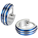 Mens Ultra Fashion Striped The Unique Man Stainless Steel Huggie Hoop Bling Earrings