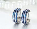 Mens Ultra Fashion Striped The Unique Man Stainless Steel Huggie Hoop Bling Earrings