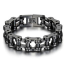 Mens 18mm 14k Gold Black Silver Heavy Wide Stainless Steel Biker Bicycle Motorcycle Chain Bracelet