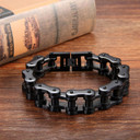 Mens 18mm 14k Gold Black Silver Heavy Wide Stainless Steel Biker Bicycle Motorcycle Chain Bracelet