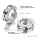 No Tarnish Stainless Steel No Piercing Clamp Huggie Hoop Bling Earrings