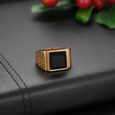 Mens 14k Gold over Solid Stainless Steel Black Onyx Bling Rings 