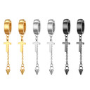 14k Gold Silver Black Huggie Style Dangle Stainless Steel Cross Earrings