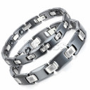 Mens His and Hers Bioenergy Magnetic Germanium Ceramic No Fade Stainless Steel Bracelets