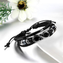 Stainless Steel Infinity Buckle PU Leather Woven Adjustable Bracelets