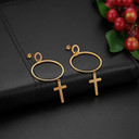 14k Gold Silver Over Stainless Steel Classic Drop Jesus Cross Earrings