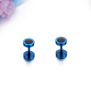 Classic Blue Stainless Steel Black Hole Screw Back High Fashion Earrings