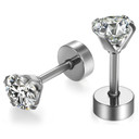 5mm -8mm CZ Stud Solid No Tarnish Stainless Steel Bling Bling Earrings