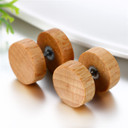 Wooden 8mm 10mm 12mm Wood Dumbell Barbell Double Sided Screw Back Earrings