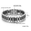 Black Gold White Ceramic Magnet Therapy Stainless Steel Mens Bracelets