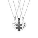 Friendship 3 Puzzle Piece Heart Best Friends Forever Pendant Chain Necklace 