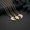 Friendship 3 Puzzle Piece Heart Best Friends Forever Pendant Chain Necklace