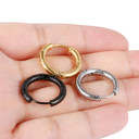 Mens Unisex Gold Black Silver over Stainless Steel Designer Hoop Earrings