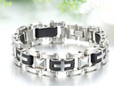 Mens Black Silver 8.5 Inch Stainless Steel Motorcycle Chain Cross Bracelets