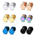 Fashion No Fade Stainless Steel Dumbbell Screw Back Street Wear Earrings