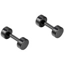 Black Stainless Steel Ear Plug Look Barbell Design Street Wear Earrings 