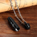 Mens High Fashion Laser Etched No Fade Stainless Steel Bullet Pendant Chain Neckalce