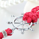 Adjustable Yacht Wheel Distant Traveler Leather Bracelet