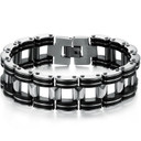 18mm Street Wear Fashion Motorcycle Chain Stainless Steel Silicone No Fade Mens Bracelets 