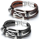 Vintage Infinity Cuff Three Layer Leather Wrap Black Brown Street Wear Casual Bracelet