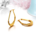 Ladies Gold Over Stainless Steel Tear Drop Hoop Street Wear Casual Earrings