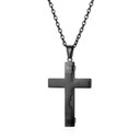 Mens Classic Stainless Steel Lords Prayer Cross Pendant Chain Necklace