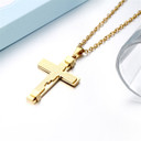 Mens Classic Stainless Steel Lords Prayer Cross Pendant Chain Necklace