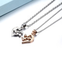 Couples Lovers Lover Eternal 2 Piece Puzzle Heart No Fade Stainless Steel Heart Necklace