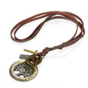 Masculine Rugged Look Tree Of Life Leather Cord High Fashion Pendant Chain Necklace