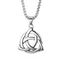 No Fade Solid Stainless Steel Trinity Knot Casual Street Wear Pendant Chain Necklace