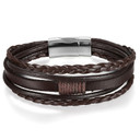 Mens Street Wear Wristband Sleek Design Leather Stainless Steel Arm Band Bracelets