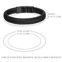 Mens Leather Wave Stainless Steel No Fade Sleek Casual Fashion Bracelets