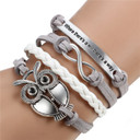 Where There Is A Will There Is A Way Multi Layered Leather Owl Fashion Jewelry Bracelets